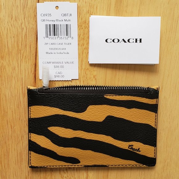 COACH Zip Card Case With Tiger Print - Picture 2 of 5